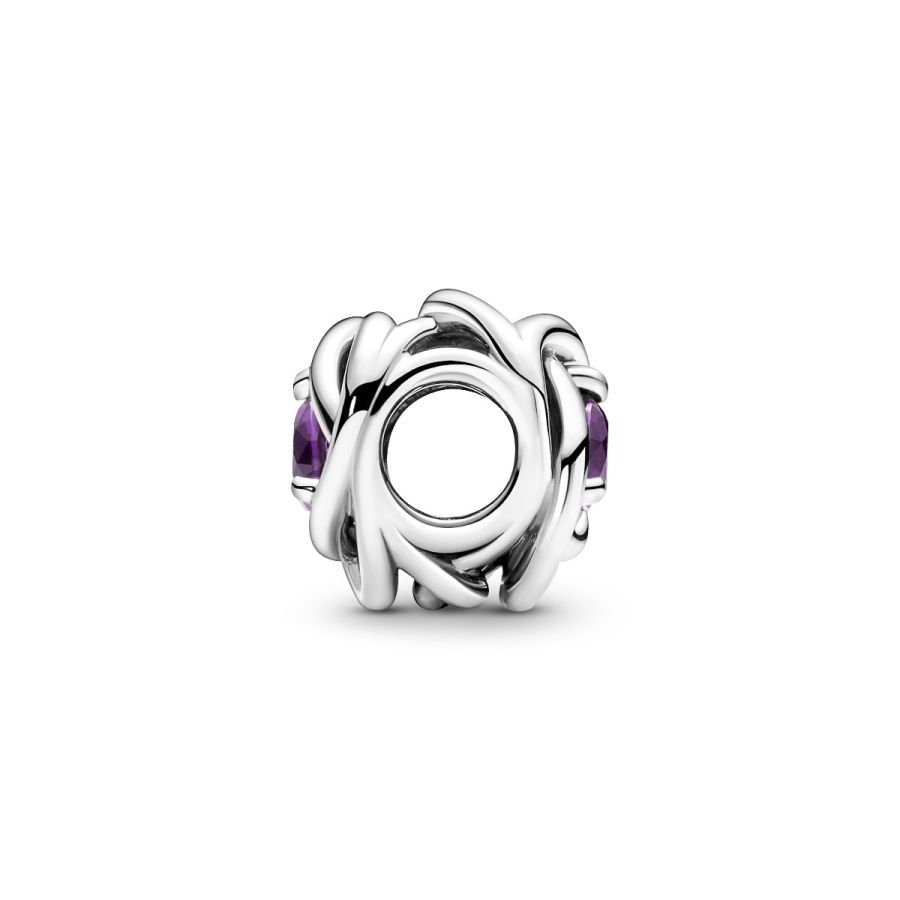 Charm Februar Geburtsstein Violetter Ewigkeitskreis Silber