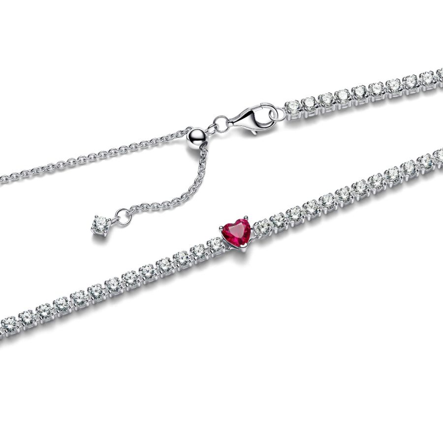 Halskette Choker Strahlenkranz Rotes Herz Silber  cm