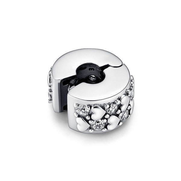 Charm Clip Funkelnder Unendlichkeit Herzen Sterling-Silber