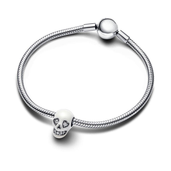 Charm Glow In The Dark Funkelnder Totenkopf Weiss Silber