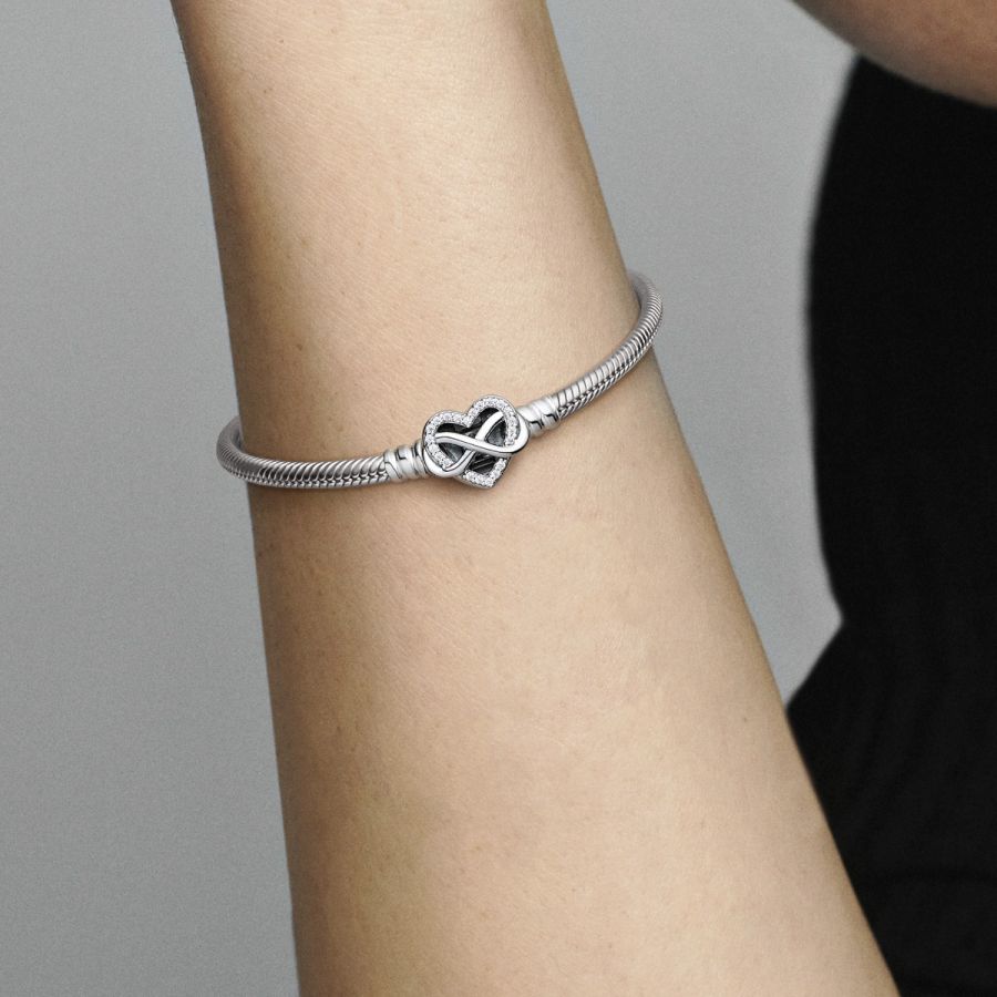 Armband Funkelndem Unendlichkeits-Herzverschluss Silber