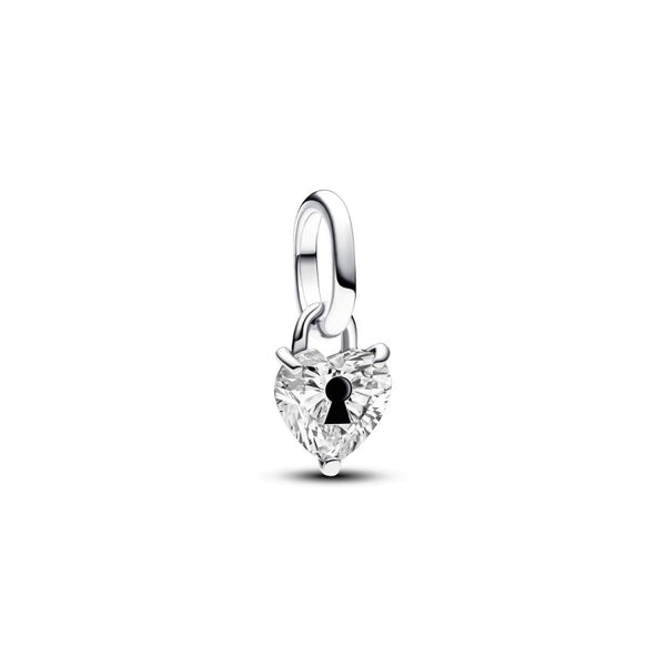 Mini-Charm-Anhänger Schlüsselloch Herz Zirkonia Silber