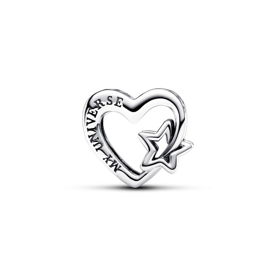 Charm Offen gearbeitetes Familie Herz & Stern Sterling-Silber