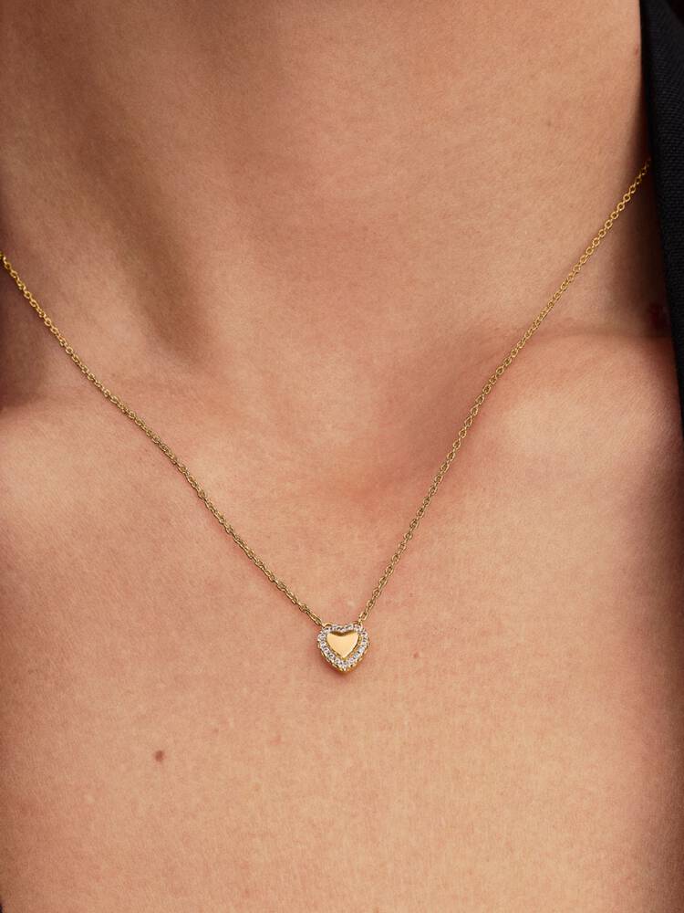 Gravierbares Herz Strahlenkranz Collier-Halskette 14 Karat Vergoldung
