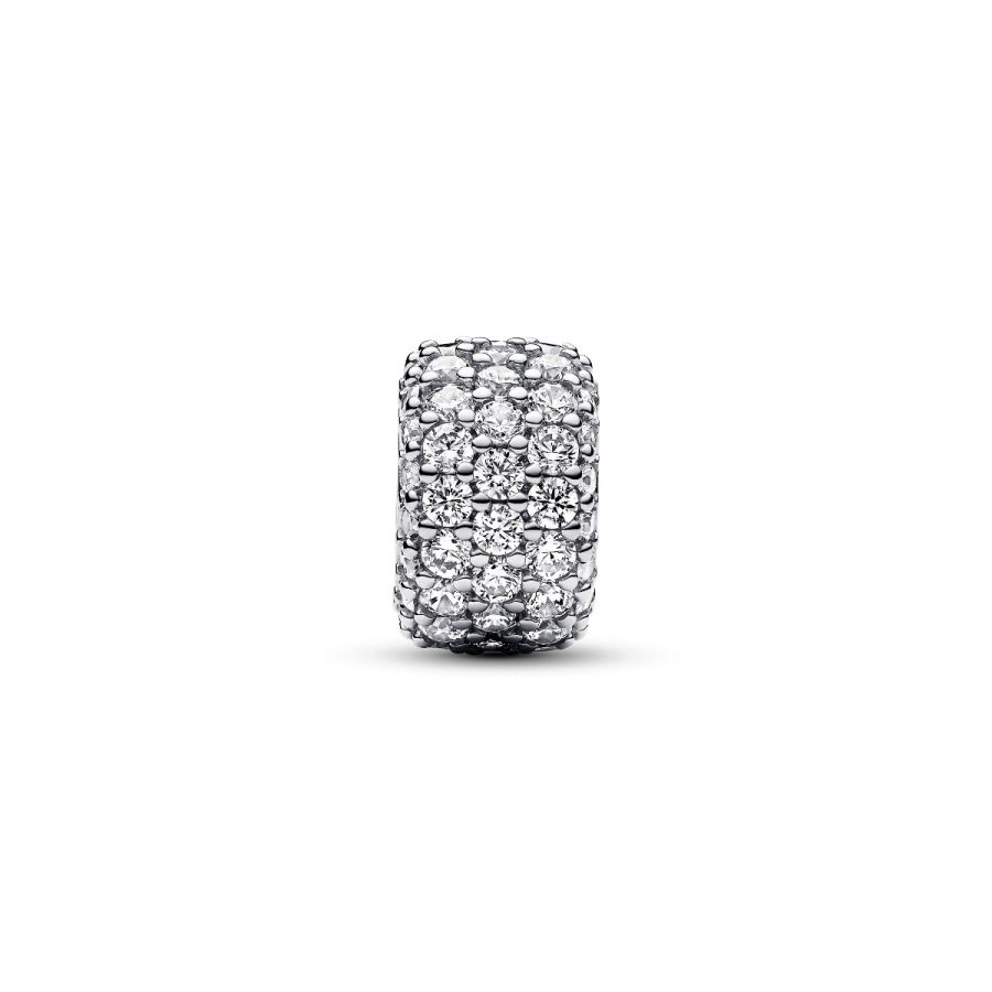 Charm Funkelndes Dreireihiges Pavé Zirkonia Silber