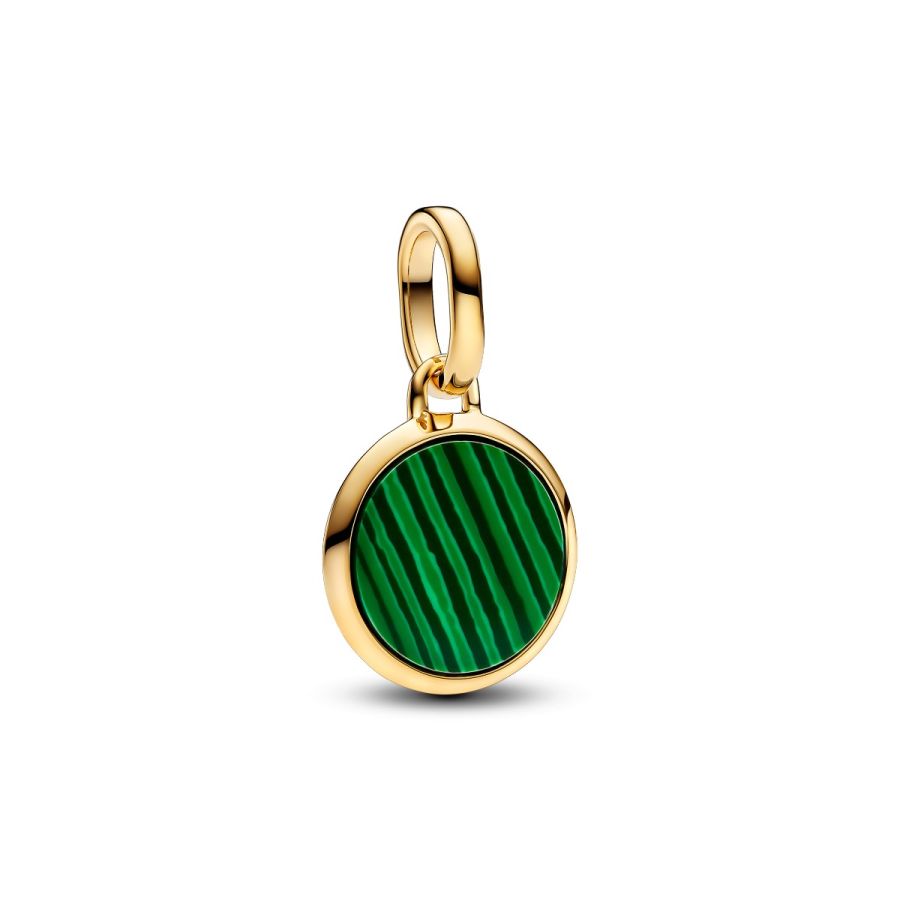 Mini-Medaillon-Charm Grün Gravierbar Vergoldet 763389C01 Hauptbild