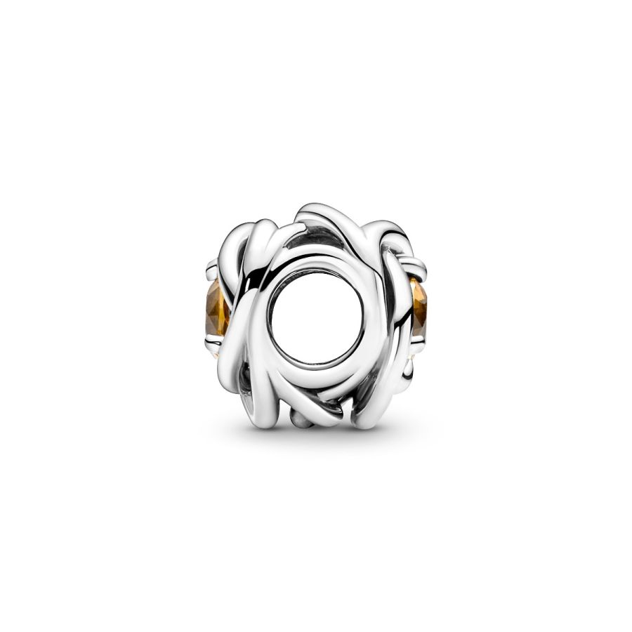 Charm November Geburtsstein Honigfarbener Ewigkeitskreis Silber