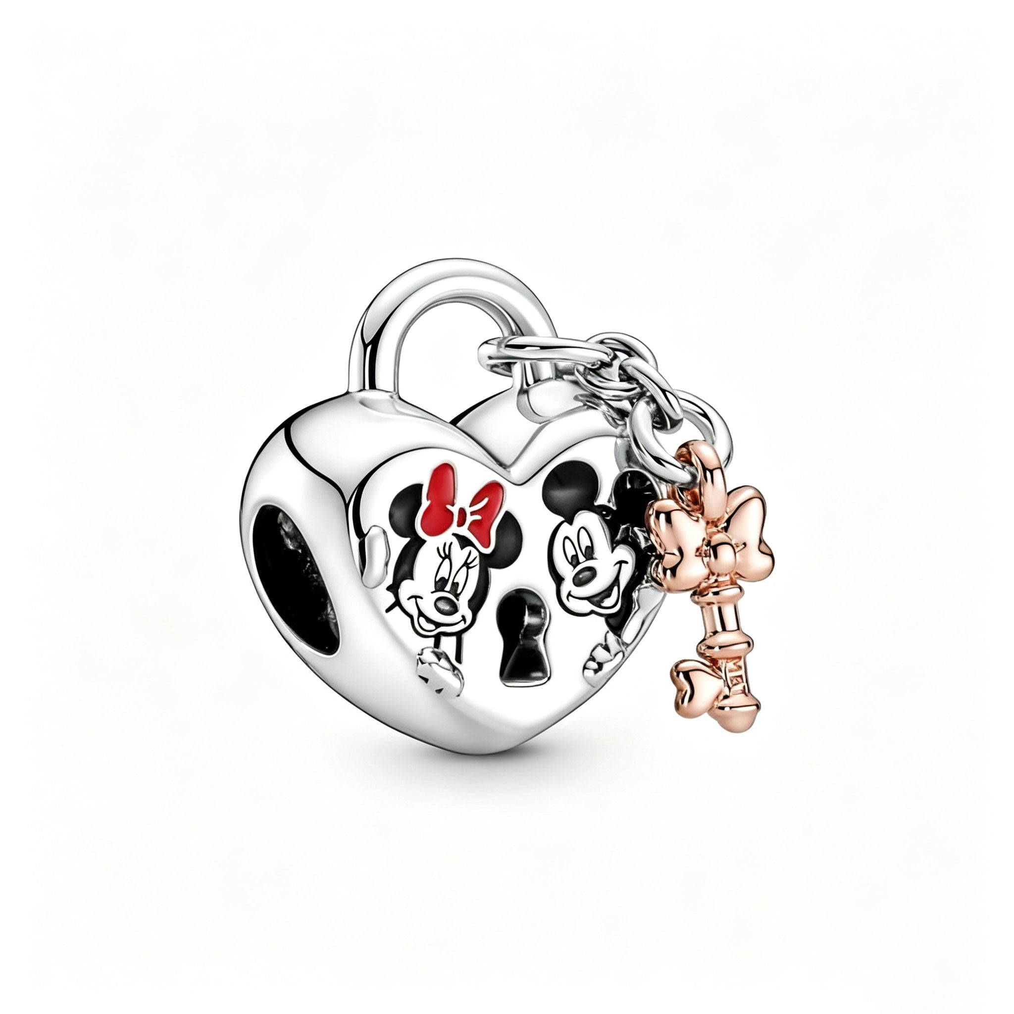 Charm Micky Maus & Minnie Maus Vorhängeschloss Silber Hauptbild
