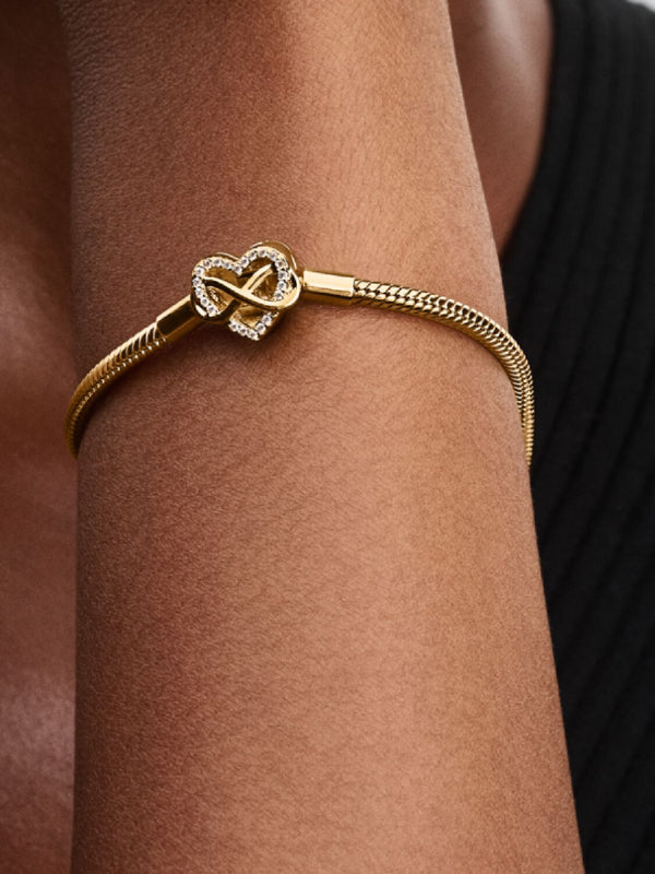 Schlangen-Gliederarmband mit Funklendem Unendlichkeits-Herzverschluss
