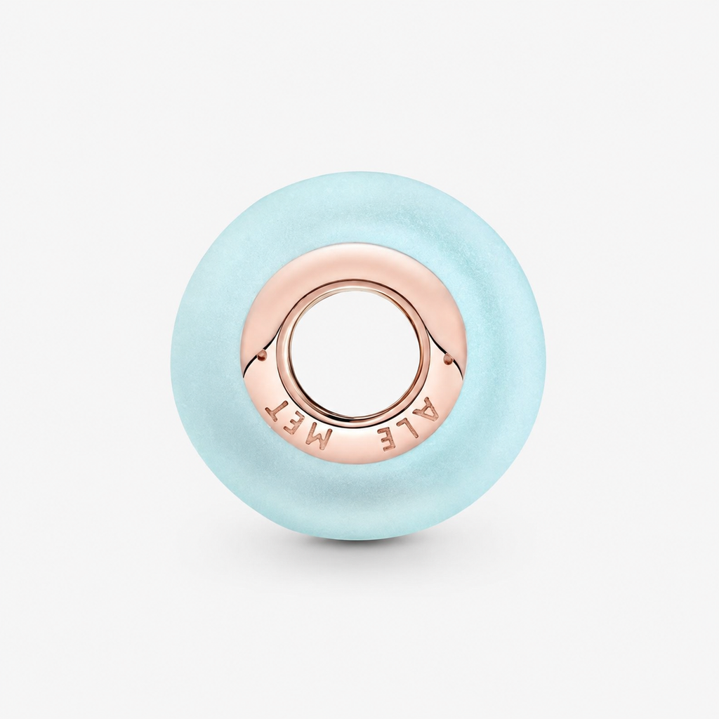 Rose  Charm Murano-Glas Mattblau