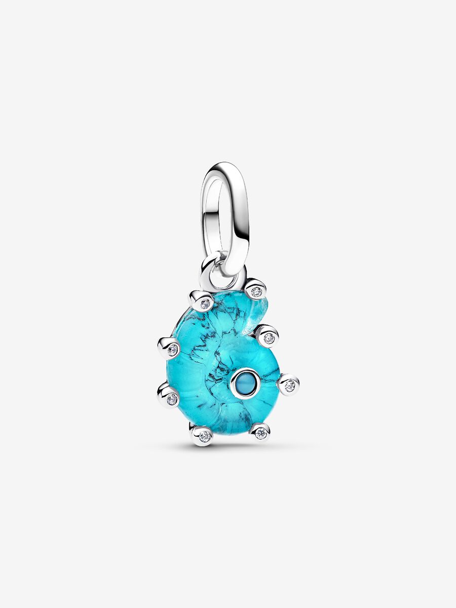 Blaue Murano-Glas Meeresschnecke Charm-Anhänger Sterling-Silber