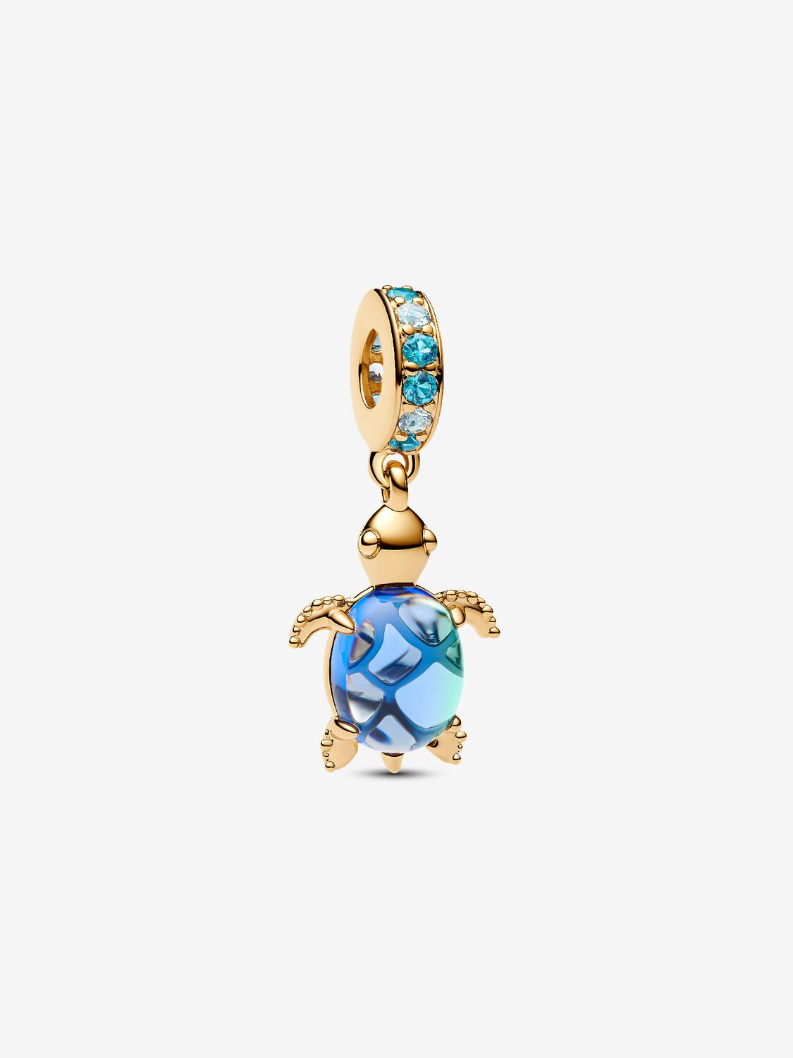Sea Turtle Murano Glass Dangle Charm 14 Karat Vergoldung