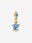 Sea Turtle Murano Glass Dangle Charm 14 Karat Vergoldung