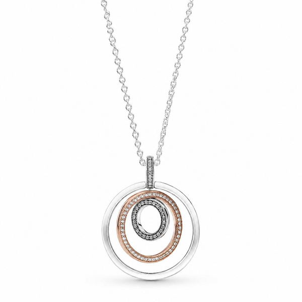 Rose 389483C01 Halskette mit Anhänger Zweifarbige Kreise Sterling-Silber 60 cm