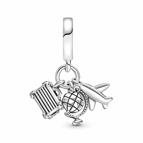 Charm-Anhänger Flugzeug Globus Koffer Sterling-Silber