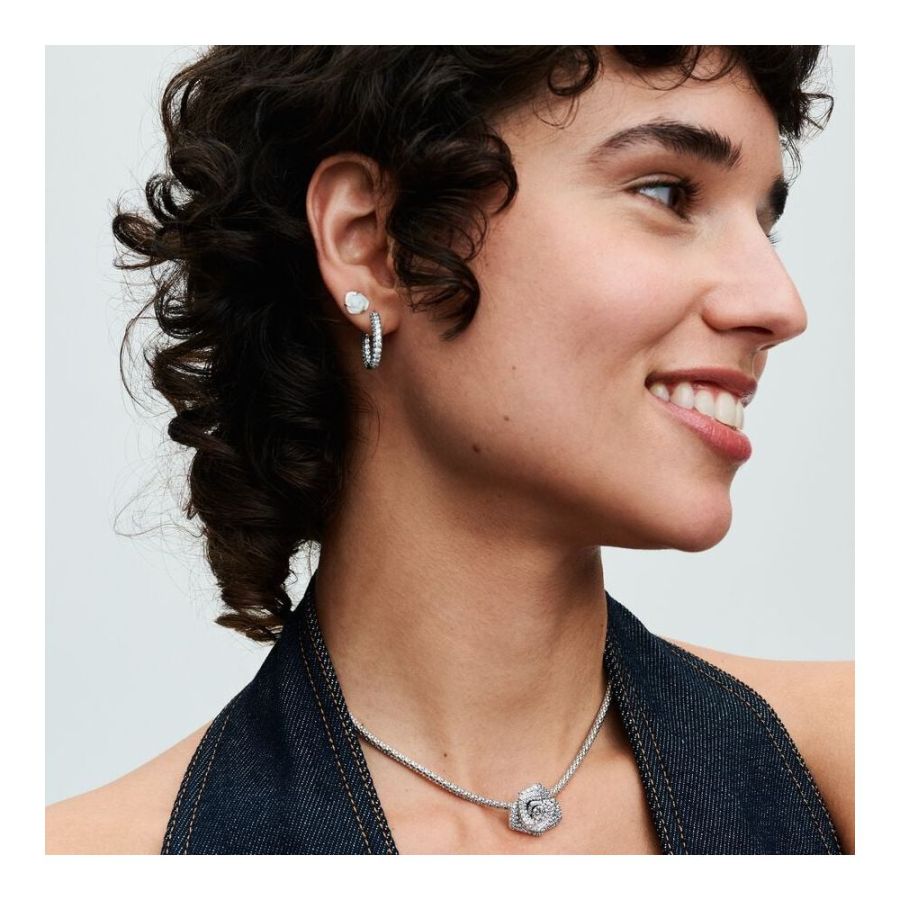 Ohrstecker Weiße Blühende Rose Sterling-Silber