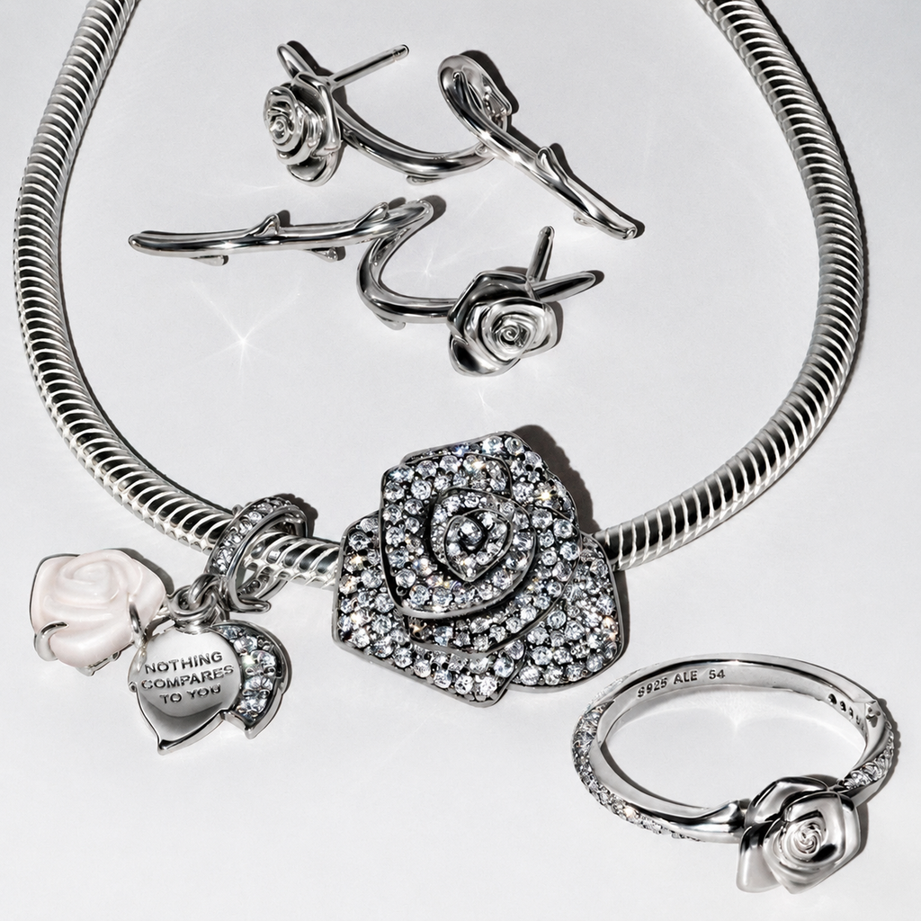 Charm-Anhänger Mum Schillerndes Herz Opal Silber