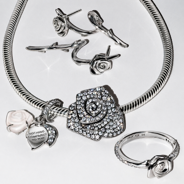 Charm-Anhänger Mum Schillerndes Herz Opal Silber
