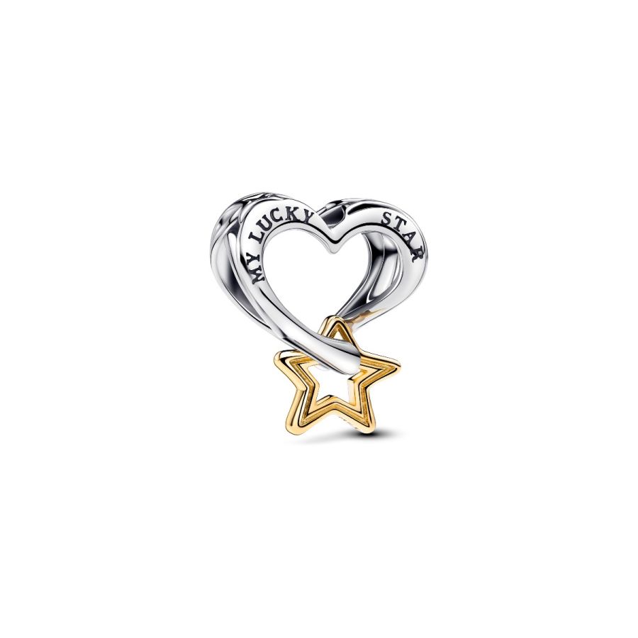 Charm Lucky Star & Herz Sterling-Silber Vergoldet Hauptbild