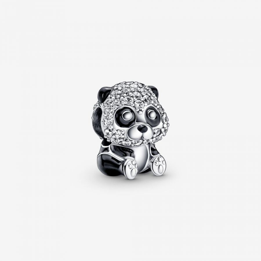 Charm Funkelnder Süßer Panda Sterling-Silber