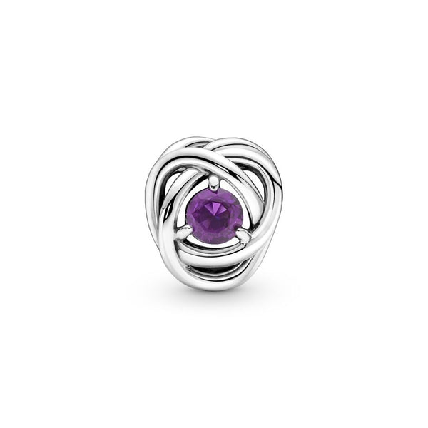 Charm Februar Geburtsstein Violetter Ewigkeitskreis Silber