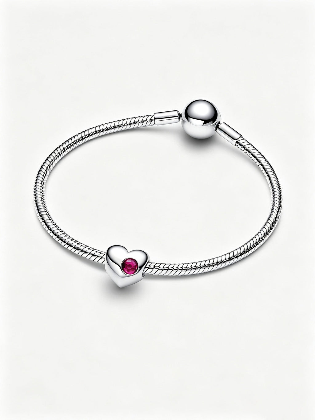 Gravierbares Echtroter Stein Herz-Charm Sterling-Silber