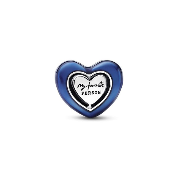 Charm Blaues Drehbares Herz Kristalle Silber