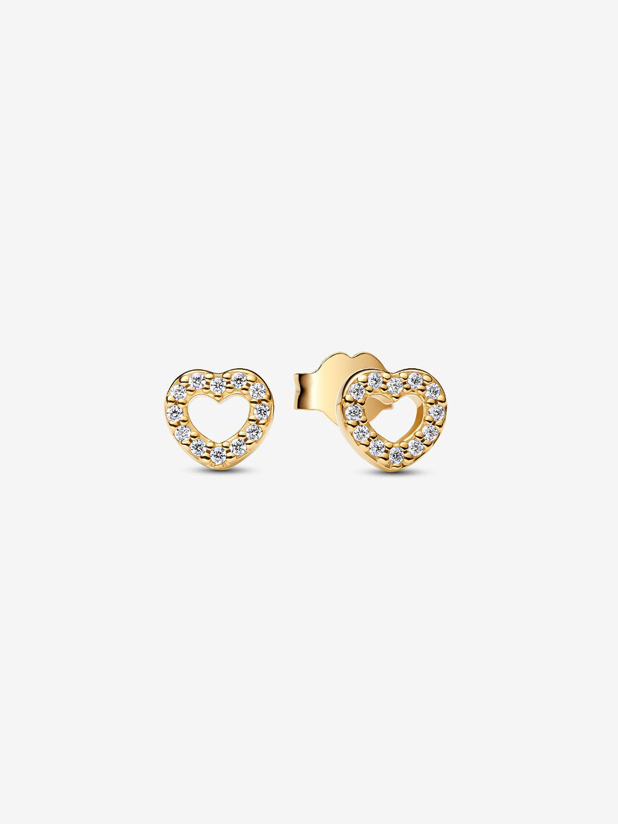Open Heart Stud Earrings 14 Karat Vergoldung