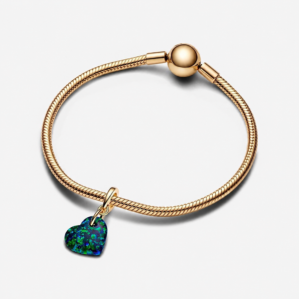 Charm-Anhänger Herz Opal Grün Vergoldet