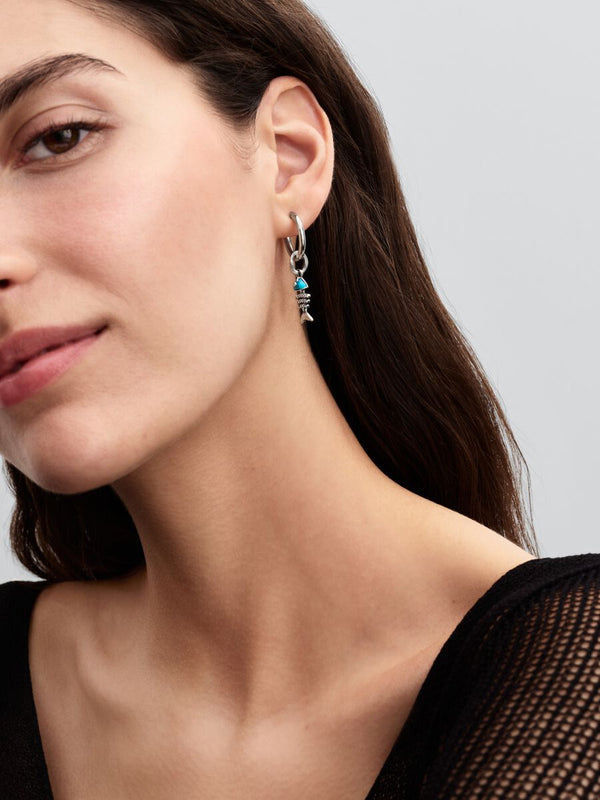 Türkisfarbener Fischgräte Charm-Anhänger Sterling-Silber