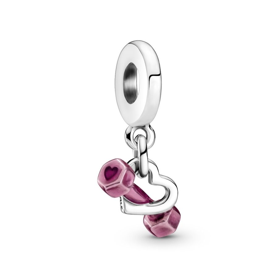 Charm-Anhänger Hantel und Herz Sterling-Silber