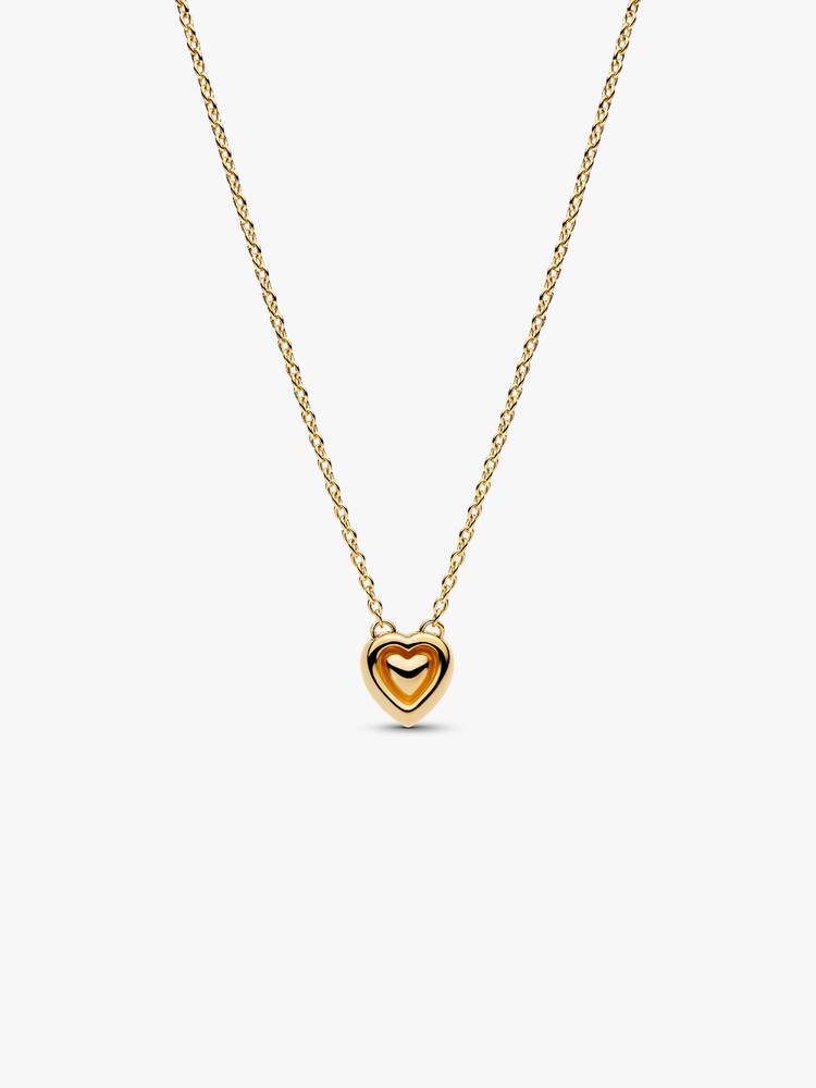 Gravierbares Herz Strahlenkranz Collier-Halskette 14 Karat Vergoldung