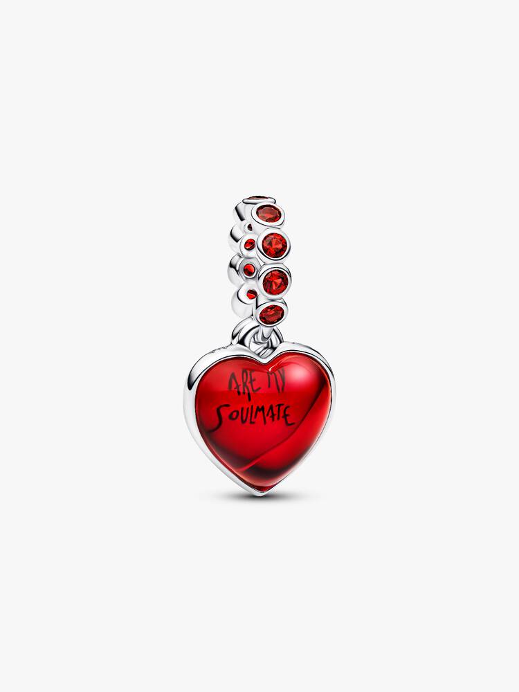 Rotes Murano-Glas Herz Doppel-Charm-Anhänger Sterling-Silber