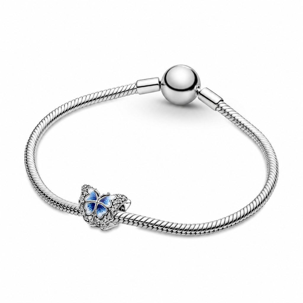 Charm Funkelndes Blauer Schmetterling Sterling-Silber