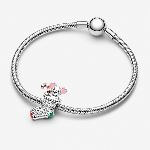 Charm Festliches Maus Weihnachtsstrumpf Silber