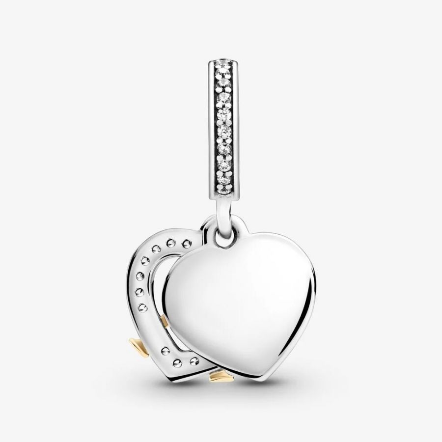 Charm-Anhänger Jahrestag Zweifarbig Sterlingsilber 14k Gold