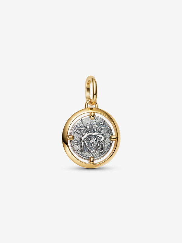 Amor Medaillon-Charm Sterling-Silber, 14 Karat Vergoldung