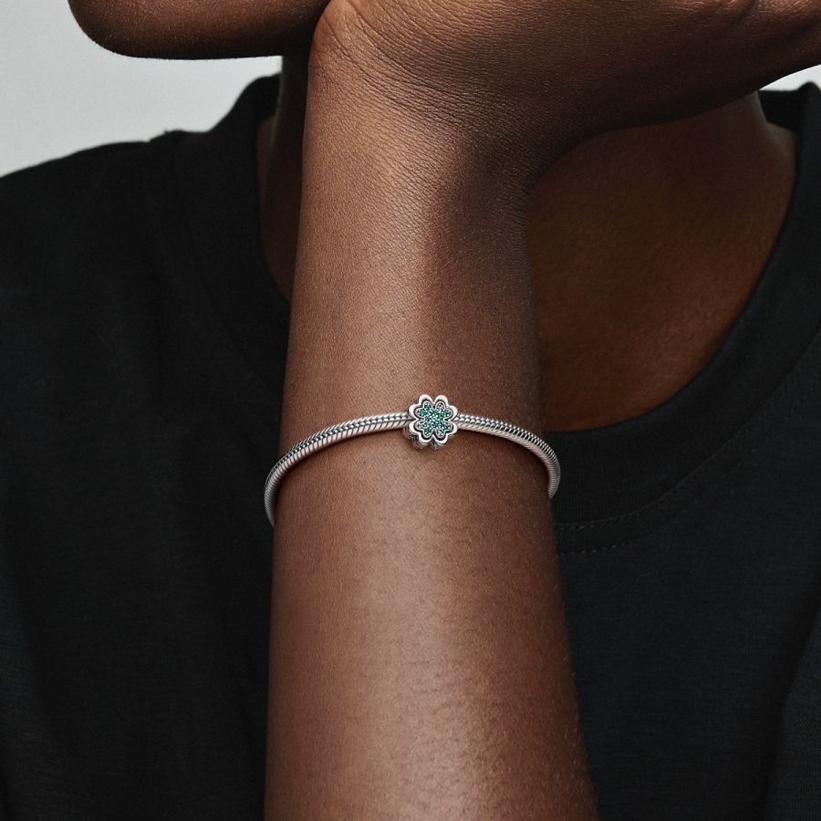 Charm Teilbares Vierblättriges Kleeblatt Sterling-Silber