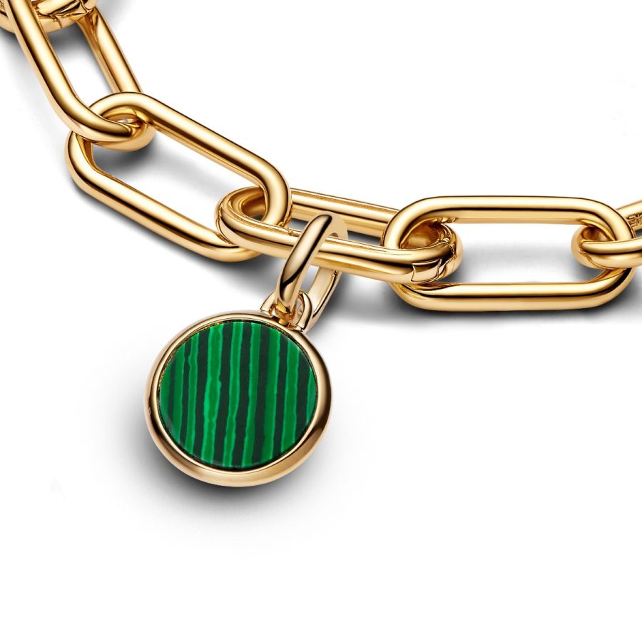 Mini-Medaillon-Charm Grün Gravierbar Vergoldet 763389C01
