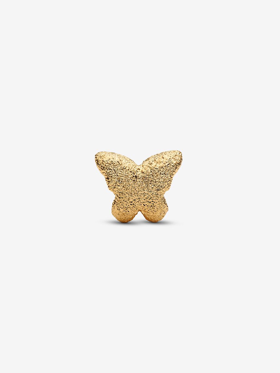 Strukturierter Schmetterling Mini-Charm 14 Karat Vergoldung