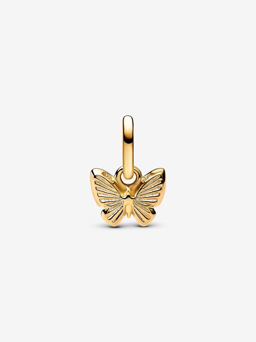 Blauer Schmetterling Mini-Charm-Anhänger 14 Karat Vergoldung