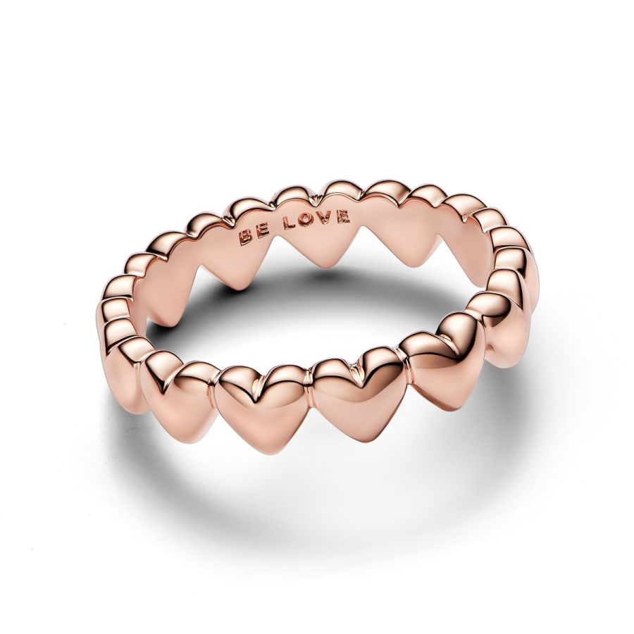 Ring Reihe von Herzen Rosévergoldet