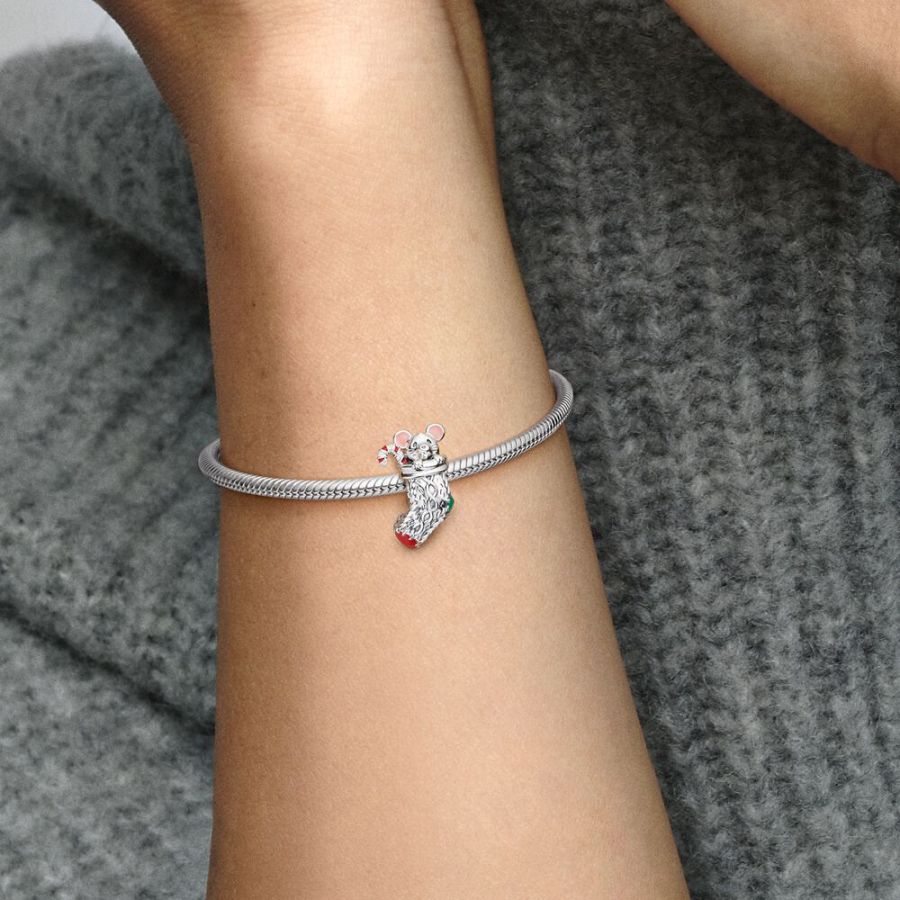 Charm Festliches Maus Weihnachtsstrumpf Silber
