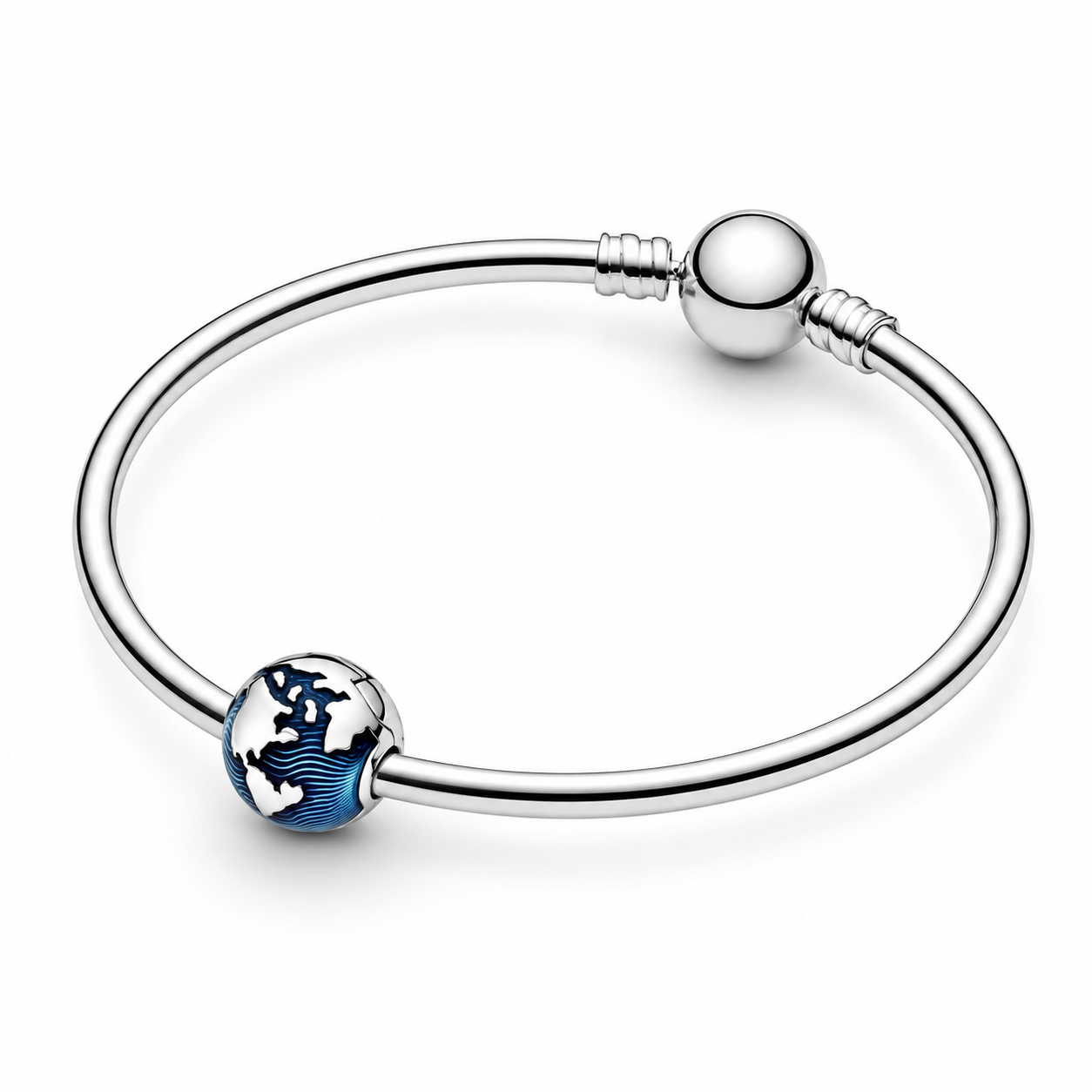 Clip Charm Blauer Globus Sterling-Silber