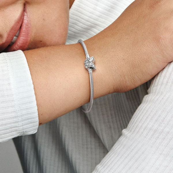 Gliederarmband mit Schmetterling-Verschluss Silber