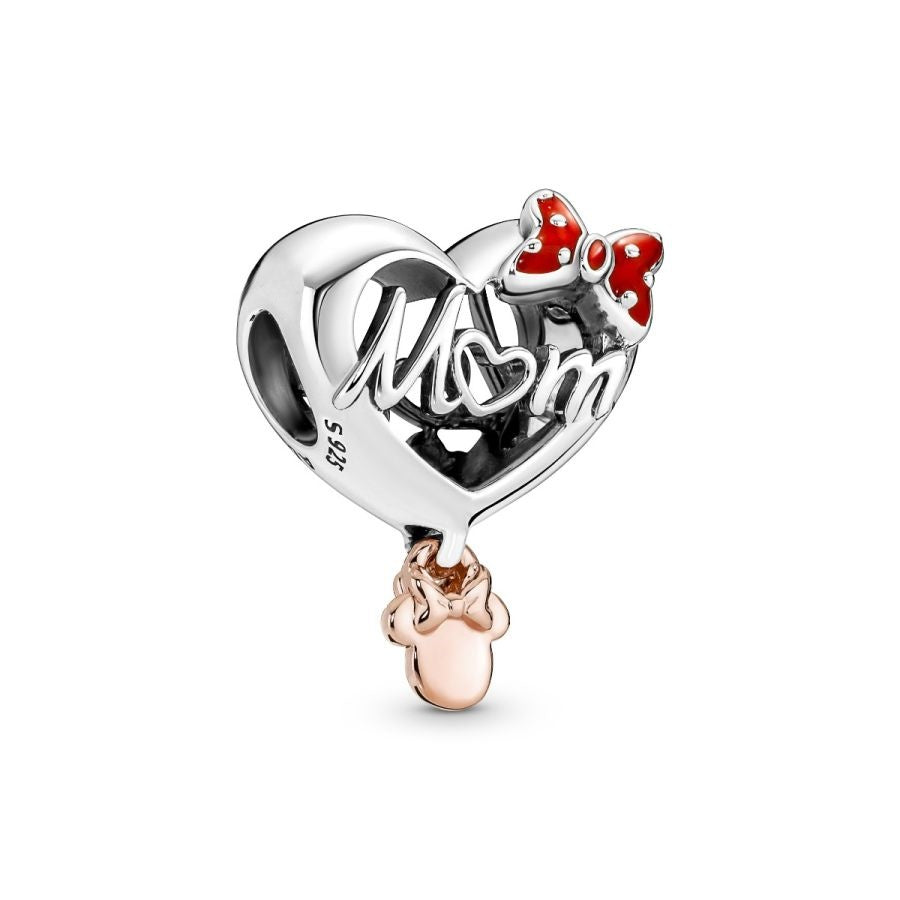 Charm Minnie Maus Mum Herz Silber 14k Rosé Vergoldet