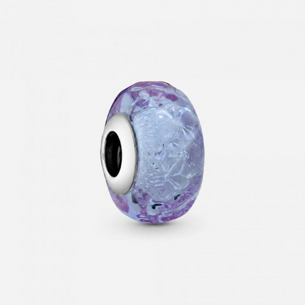 Charm Murano-Glas Wellenförmig Lavendelblau Silber