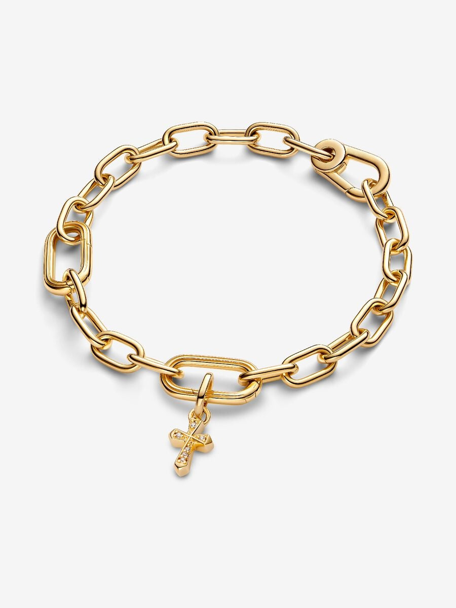 Funkelndes Kreuz Mini-Charm-Anhänger 14 Karat Vergoldung
