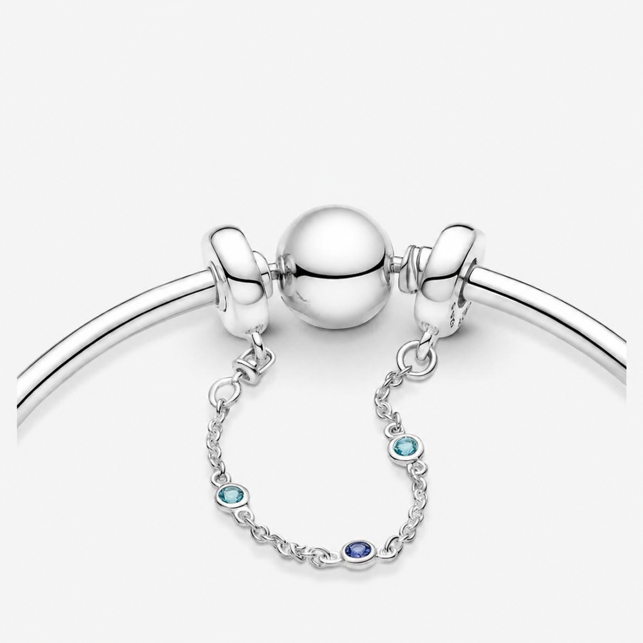 Komfortkette Drei Blaue Steine Sterling-Silber 5 cm