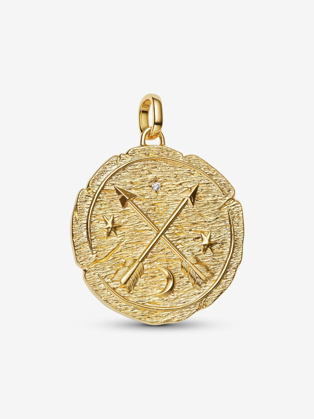 Gekreuzte Pfeile Großes Medaillon-Charm 14 Karat Vergoldung